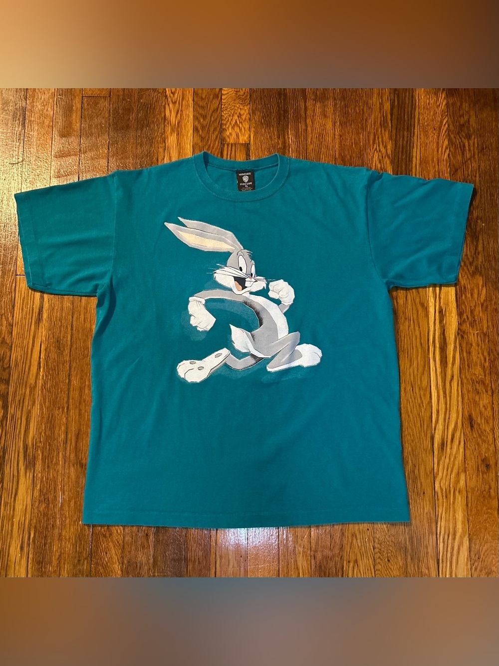 Warner Bros Studio Store Bugs Bunny Tee XL 90s Vintage Teal Looney Tunes USA